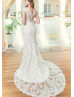 Cap Sleeves Ivory Lace Tulle V Back Romantic Wedding Dress Cap Sleeves Ivory Lace Tulle V Back Romantic Wedding Dress